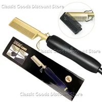 Multi Functional Electric Copper Comb Straightener, Dual-purpose for Comb, Perm Stick, Curly and Straight Hair