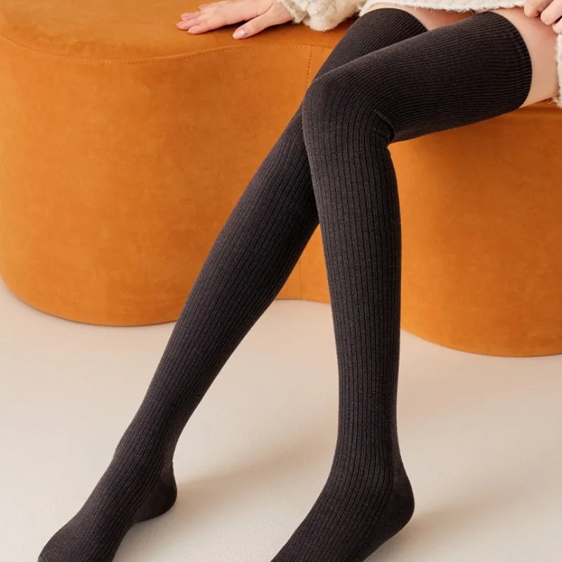 1 Pair Women's Wool Over-the-Knee Socks Thick Warm Thigh-High Stockings Fall Winter Long Socks Women White Knee Socks for Girls