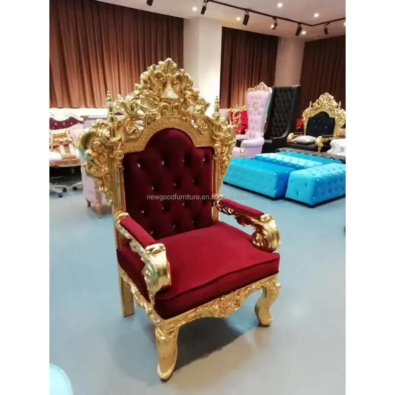 Deluxe Solid Wood Throne Seat for Hotel Restaurant Party Living Room Wedding Event Bar Rental King Chair