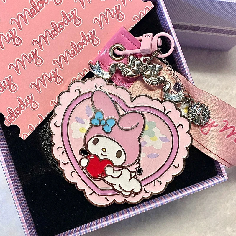 

Kawaii Sanrio Heart Medal Pendant Mymelody Cinnamoroll Kuromi Accessories Cute Beauty Couple Keychain Girl Heart Birthday Gift