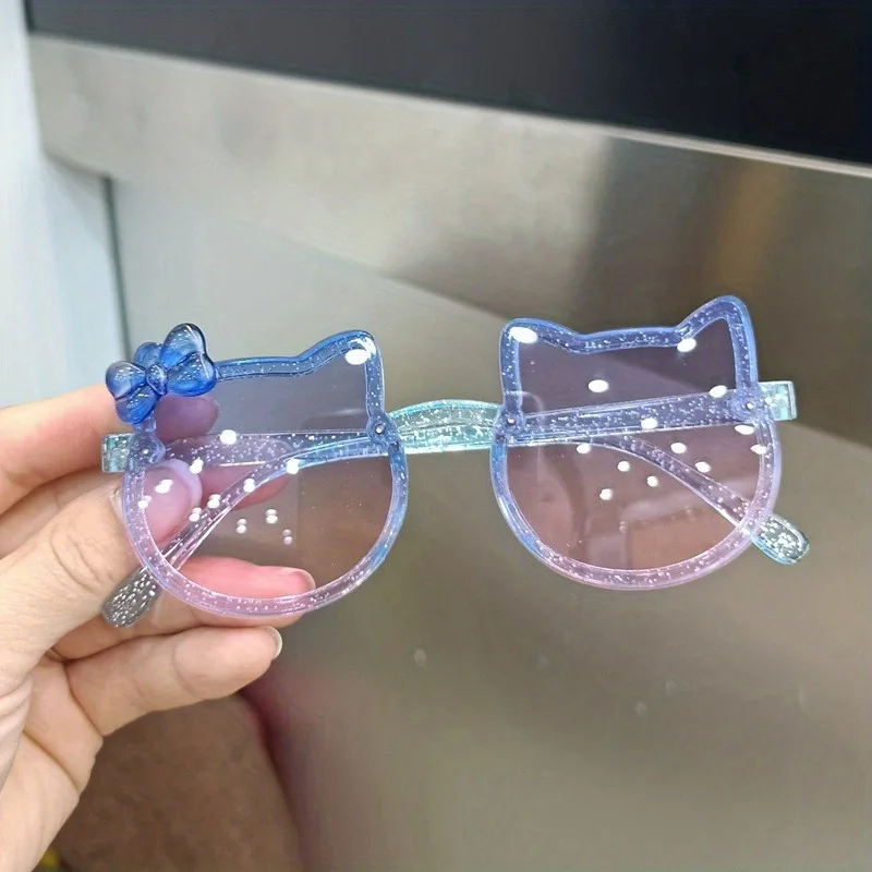 Children's Fashion Trendy Glasses Baby Girl Cute Cat Ear Cartoon Glasses Trendy 2025 New Beach Glasses Travel Decoration Glasses image 3
