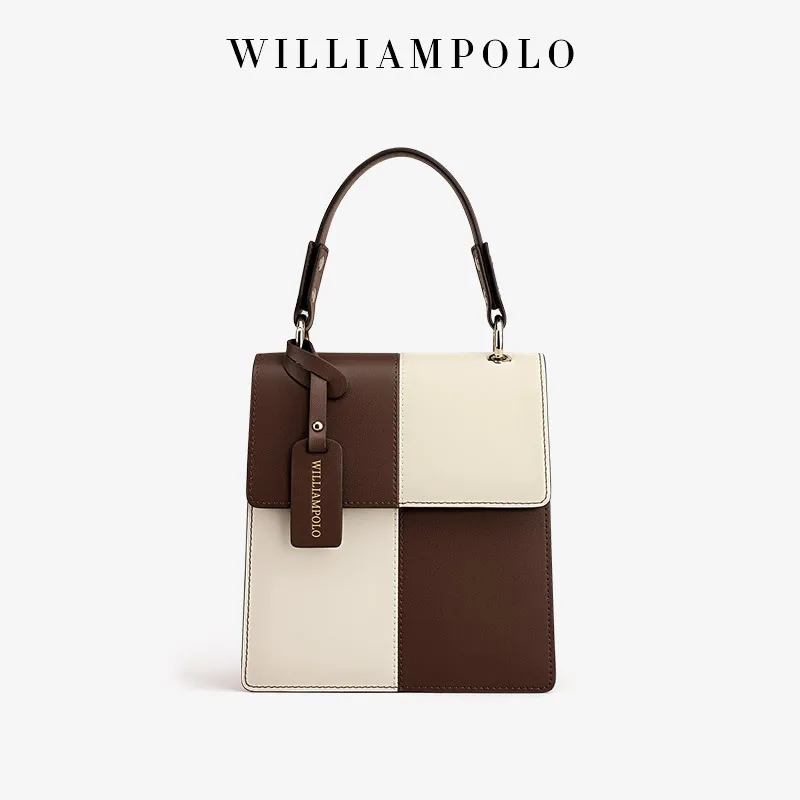 

WILLIAMPOLO Designer Luxury Woman Bag Genuine Leather Handbag Crossbody Bag Banquet Check Women's Shoulder Bag Sac A Main Femme