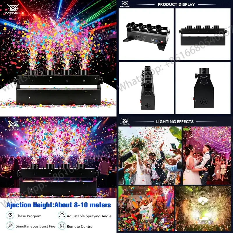 4 Head DMX512 Remote Control Concierge Confetti Cannon Machine for Wedding Stage Celebration