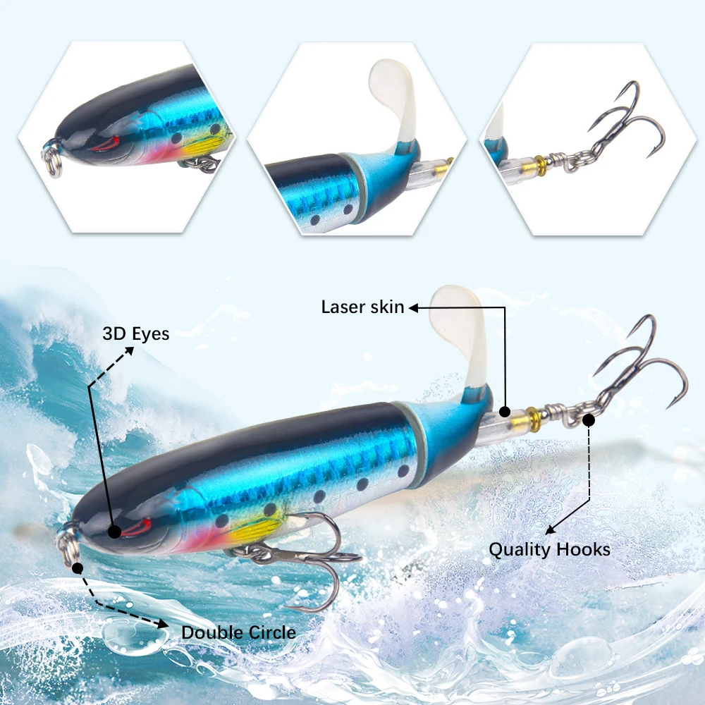 10cm 13g Topwater Fishing Lures Whopper Popper Artificial Baits Hard Plopper Soft Rotating Tail Fishing Tackle Fishing Bait view 4