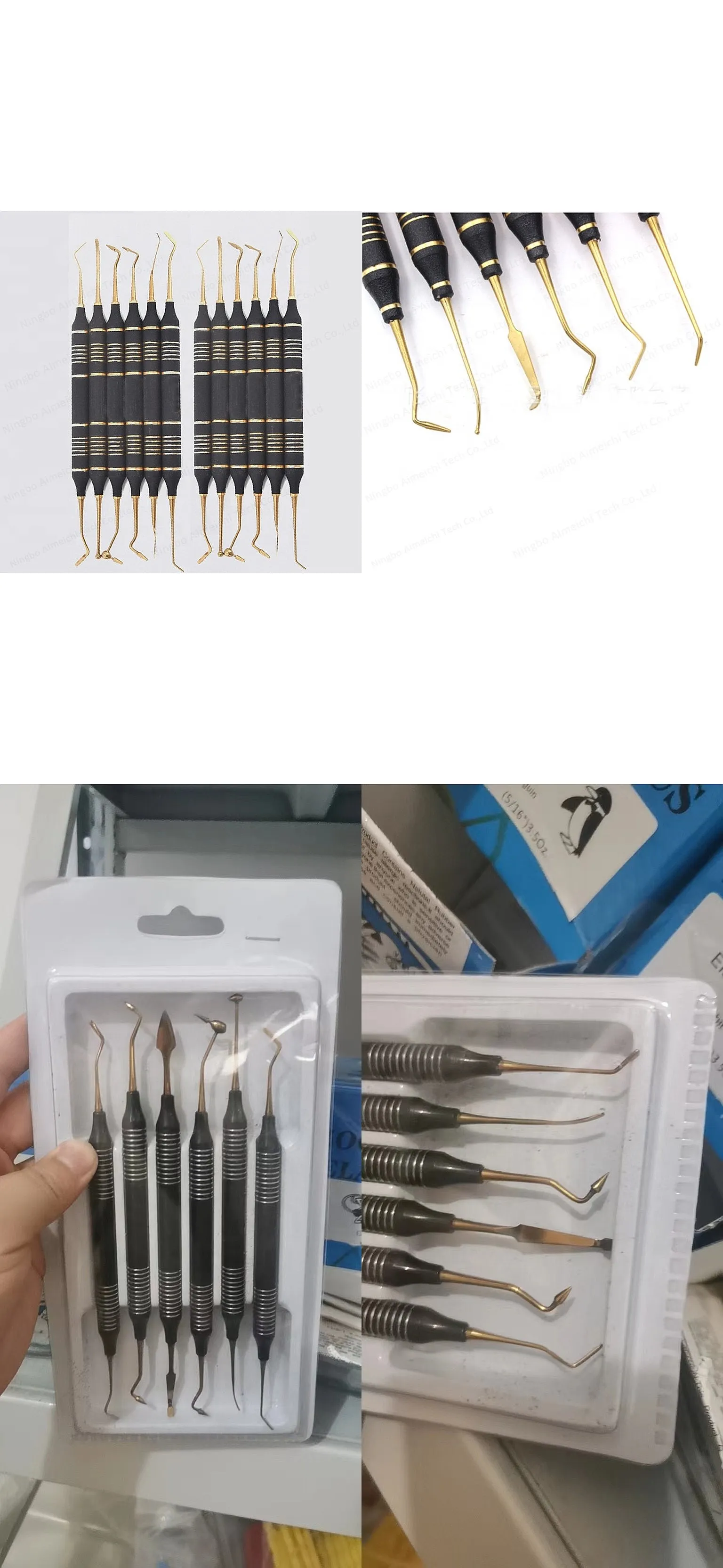 6 Pieces Titanium Coated Composite Resins Filling Spatula Set with Manual Handle Repair Tool