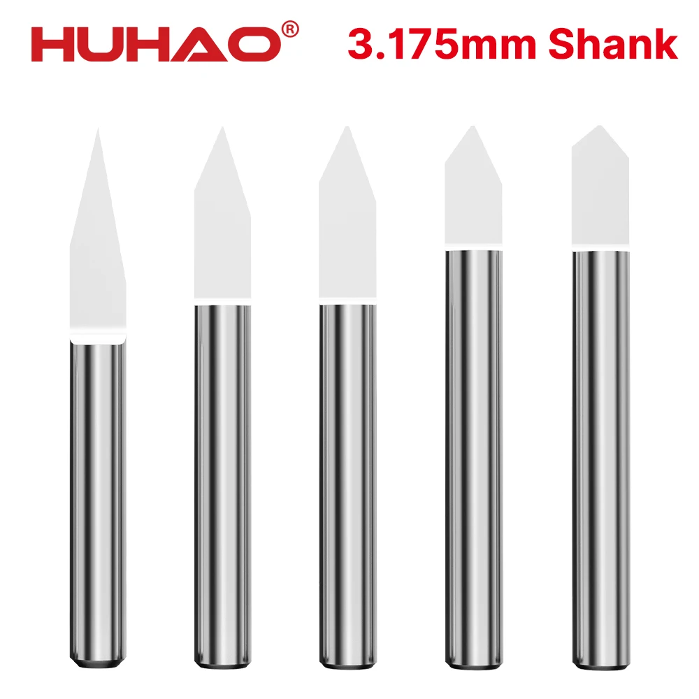 HUHAO Flat Bottom Engraving Bits CNC Carving Carbide Router PCB Wood Acrylic 3D Milling Cutter 10 15 20 25 30 Degree