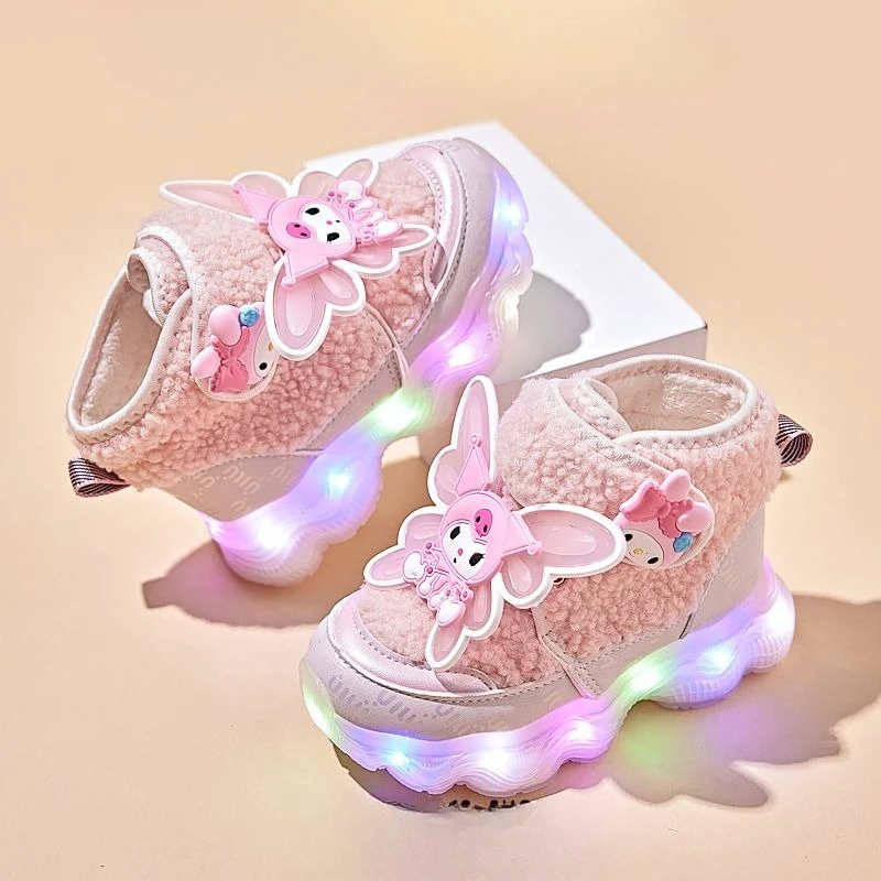 

Spring Autumn Kawaii Sanrio Kuromi Snow Boots Cute Cartoon Fleece Cotton Shoes Princess Children Shoes Gifts for Kids