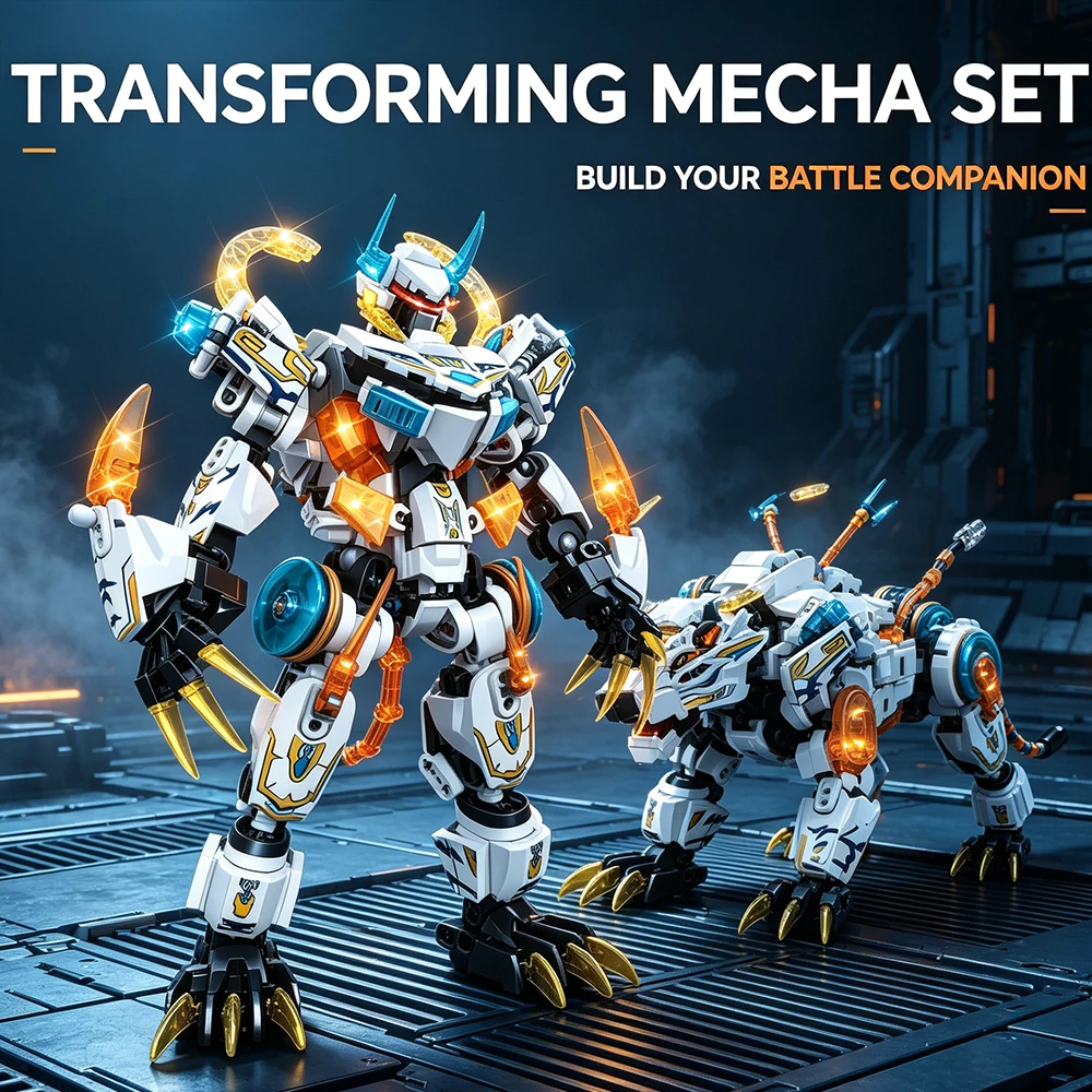 2‑in‑1 Transformable Beast Mecha Building Blocks Set for Adults, Dual Mode Robot & Wild Beast Form, DIY Assembly Model Kit, Coll