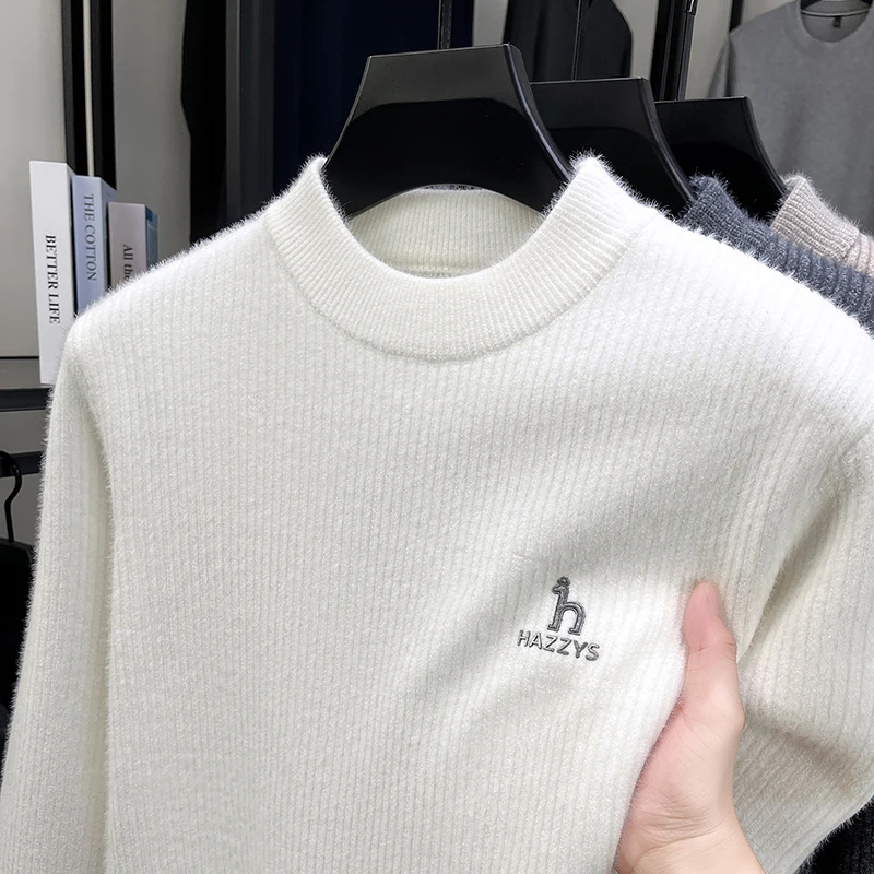 

2025Autumn and Winter Casual Round Neck Sweater for Men, Trendy Simple Knitted Base Sweater, Warm and Versatile Top for Men