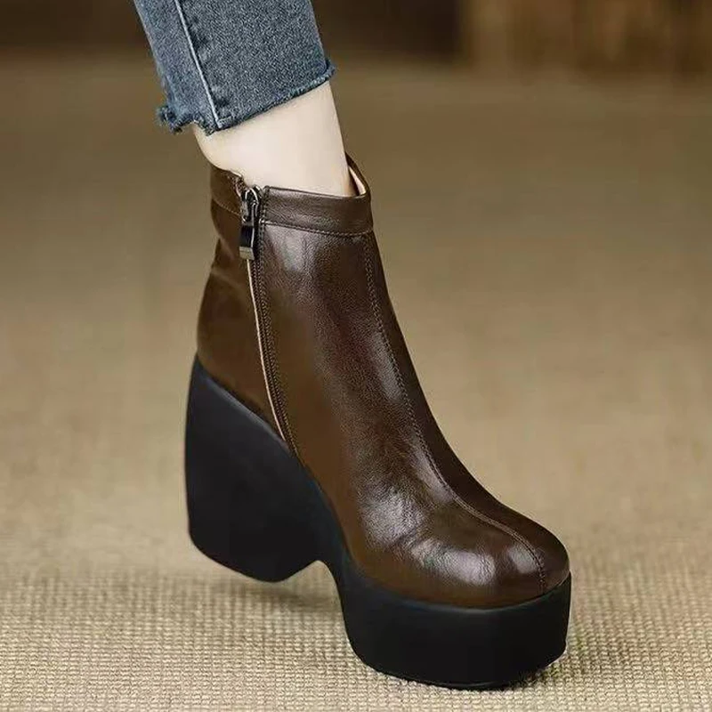 

Женские ботильоны на высоком каблуке, модные модельные туфли на массивном каблуке, роскошные женские зимние ботинки Botas, новинка 2025, элегантные туфли-лодочки, Mujer, ботинки челси
