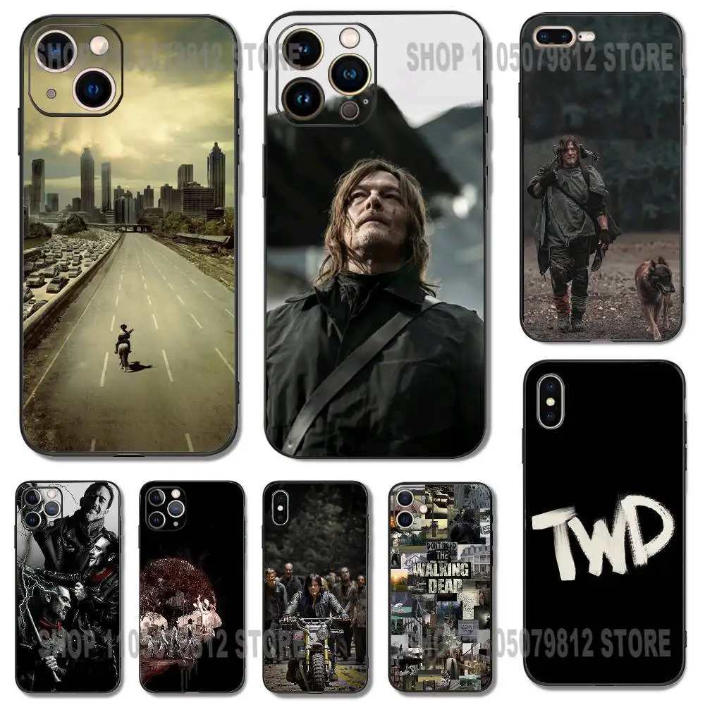 حافظة هاتف TWD T-The Walking Dead لهاتف iPhone 17 16,15,14,13,12,11,Pro,XS,Max,XR,Plus,Mini Soft Silicone Black مقاومة للصدمات