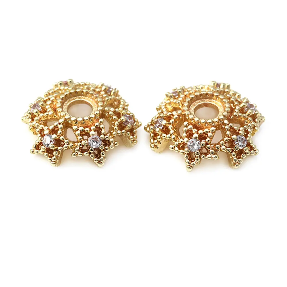 8MM 10MM 12MM 14MM 16MM 18K Gold Farbe Messing Blume Perlen Kappen Hohe Qualität Halskette Ohrringe Schmuck Zubehör – Detail 16