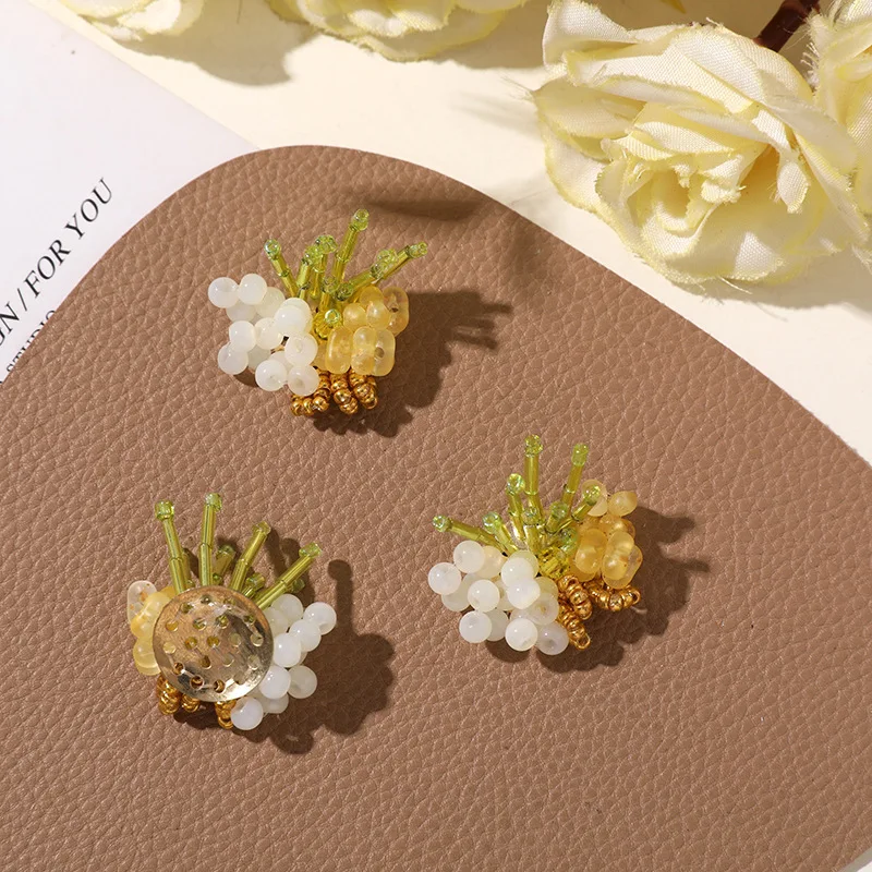 New Handmade Glass Beads Cluster Flower Sewing Button 4pcs Wholesale DIY Hole Shoes Embellishment Decoration Accessory Finding