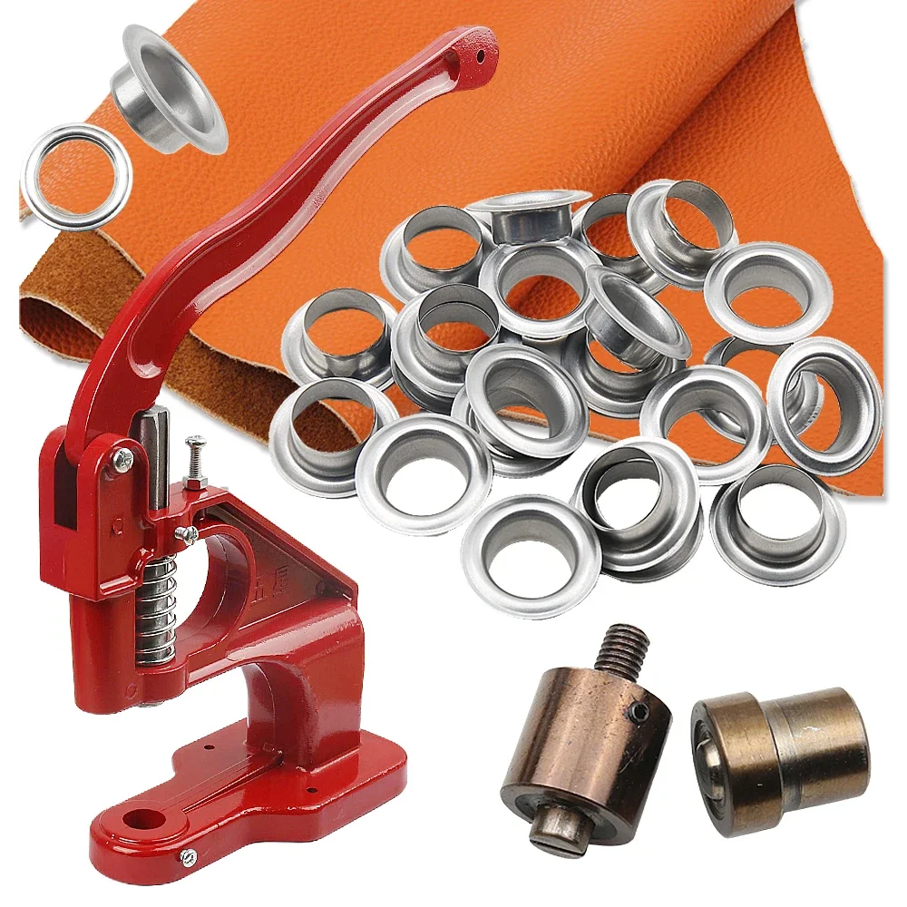 

Stainless Steel Eyelets Grommet with Multifunctional Hand Press Tool Kit Round Rings Punch for LeatherCrafts Paper Thin Plastic