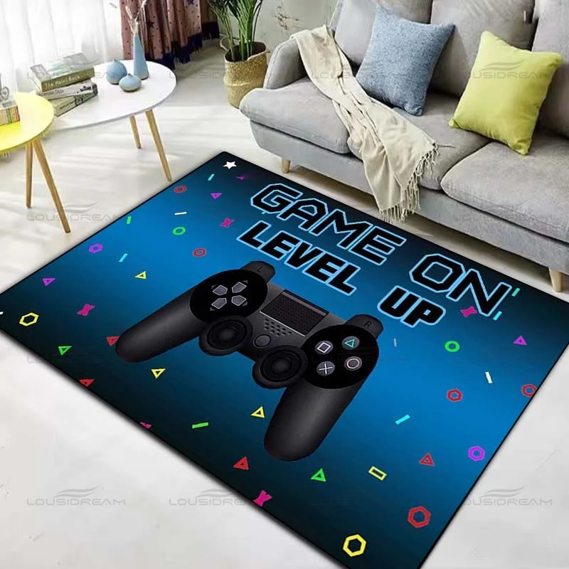 Controlador do jogo dos desenhos animados tapete decorativo quadrado flanela tapete de jogos moderna casa sala estar quarto tapetes