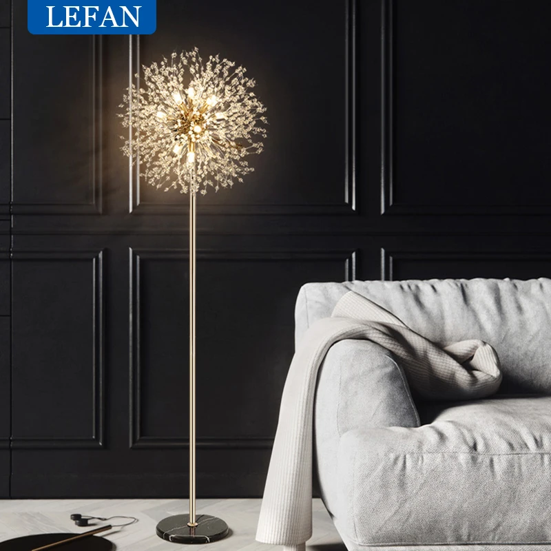 

Modern Luxury Crystal LED Dandelion Floor Lamp in Gold / Chrome Color For Living Room Dining Room Home Decoration Lighting