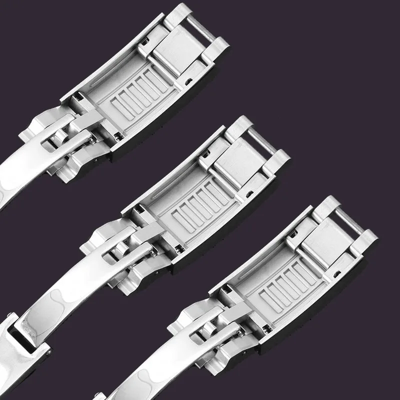 サブダイバーメンズウォッチ用グライドクラスプ、ステンレススチール、16mm