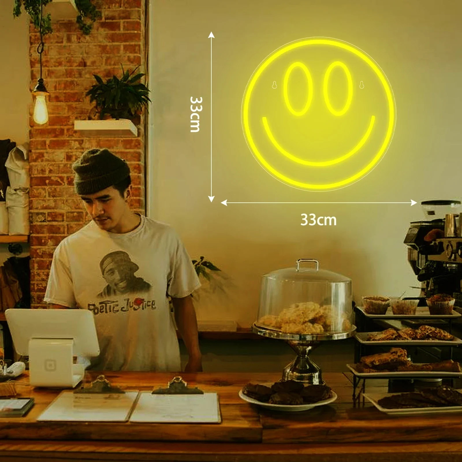 LED Neon Light Smiling Face Neon Sign Wall Decoration Luminous Sign USB Powered  Bedroom Wedding Party Gift for Friend