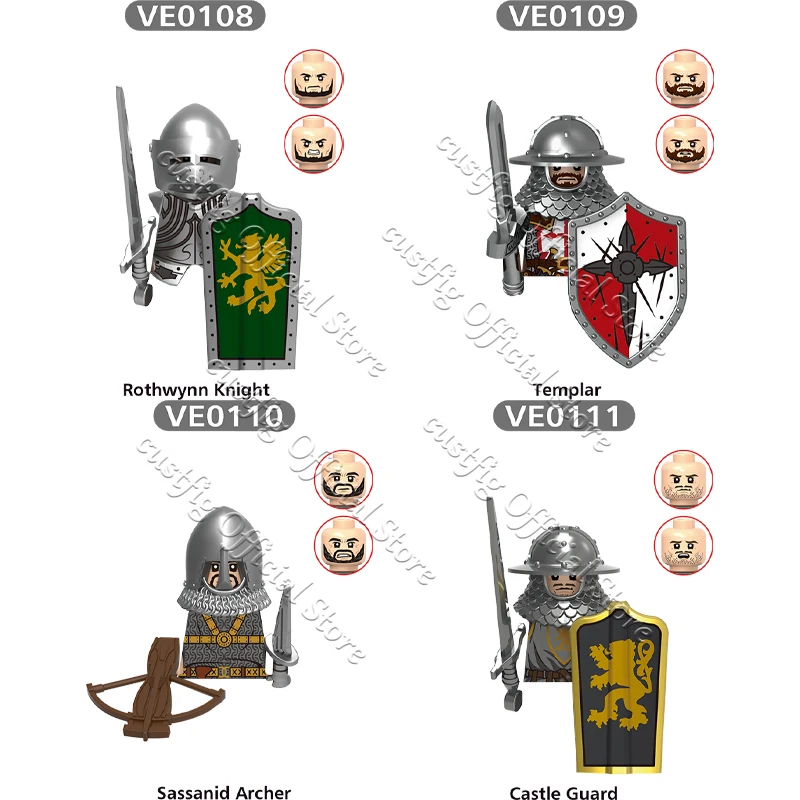 MOC Mittelalterliche Militärburg Ritter Soldat Actionfigur Baustein Lancer Guard Bogenschütze Rüstung Krieger Schild DIY Ziegel Spielzeug