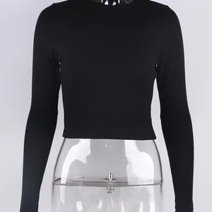 Đỉnh dài với cổ áo của nữ, áo t -shirt giản dị, áo phông cơ bản mỏng, đen trắng đen, mùa xuân, 2022 12 Bán hàng chính BLOUSE CANELADO - №5