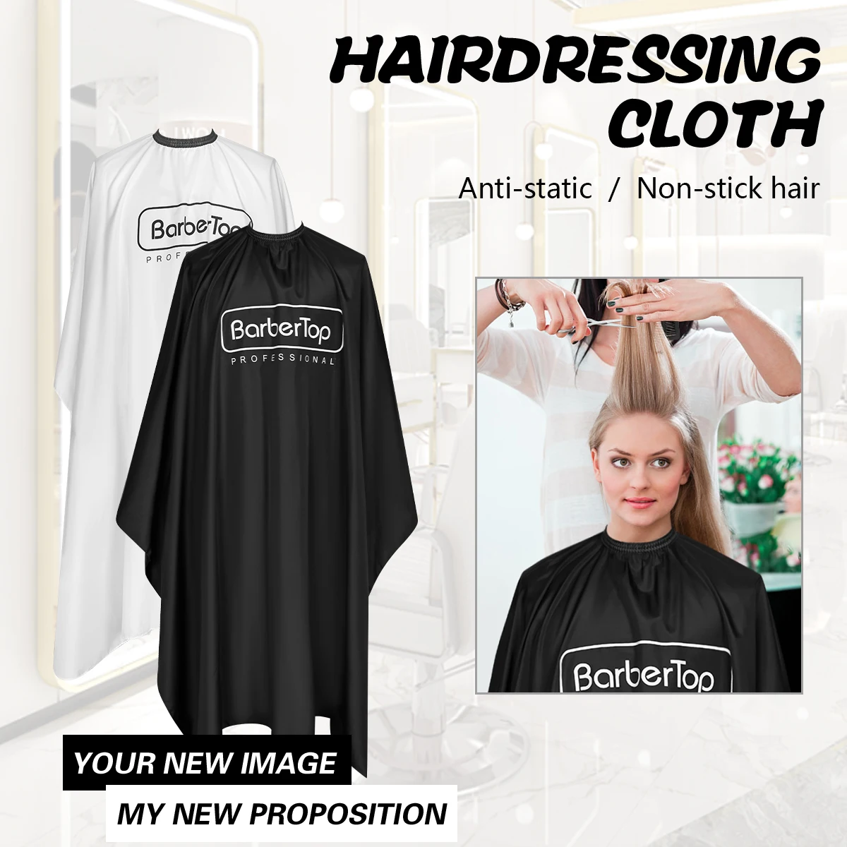 

Waterproof Anti-Static Haircut Cape Premium Polyester Styling Cloak for Barber Salon Hairdresser Use