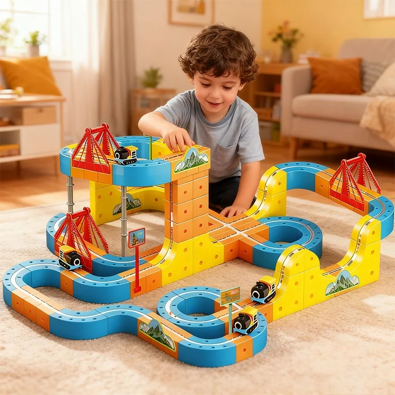 

160pcs Magic Children's Education High Speed Rail Train Toy Gift Box Boys and Girls' Intelligence Building Blocks Birthday Gift