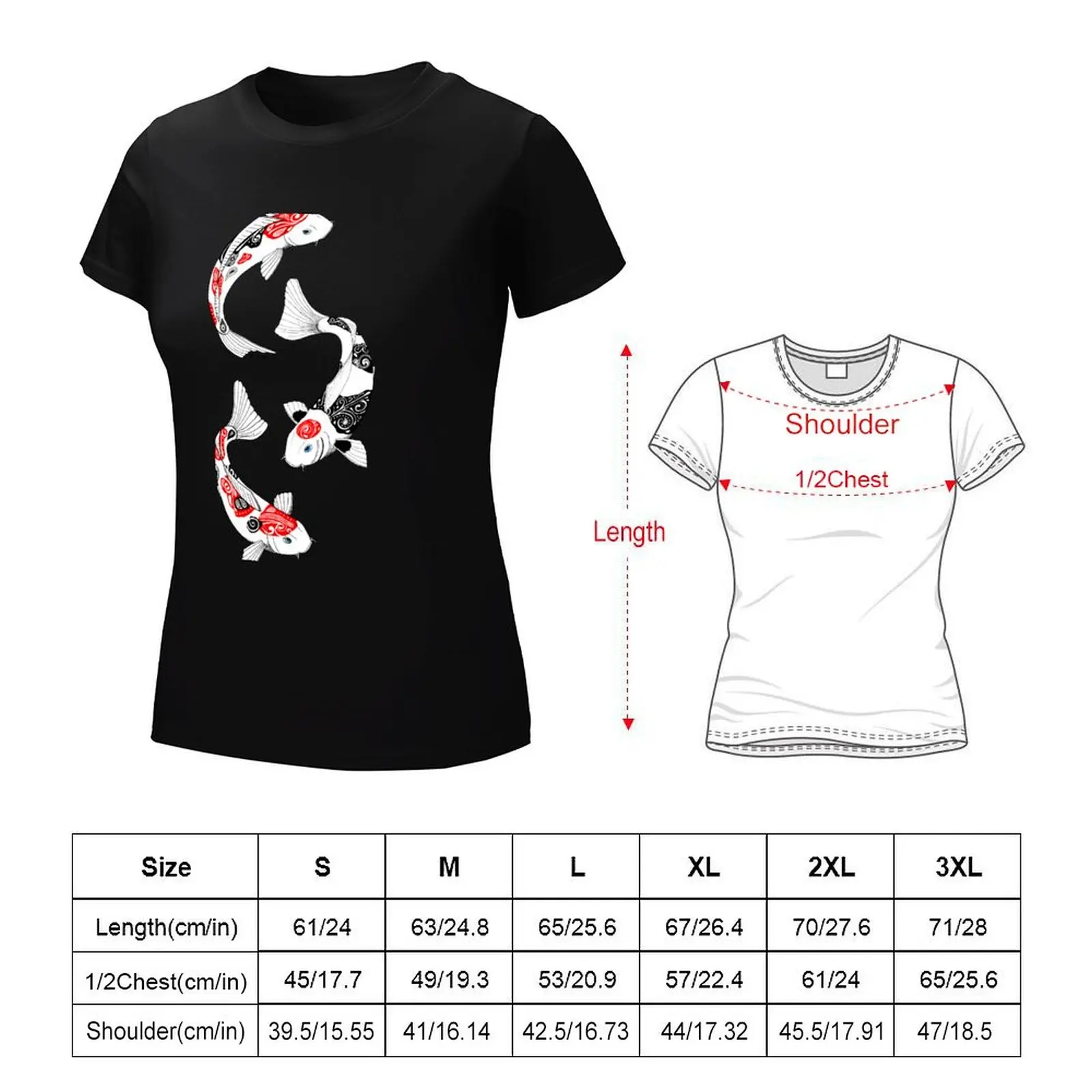 Fish carp koi (3) T-Shirt tees animal print shirt for girls Female clothing spring clothes Women 2024