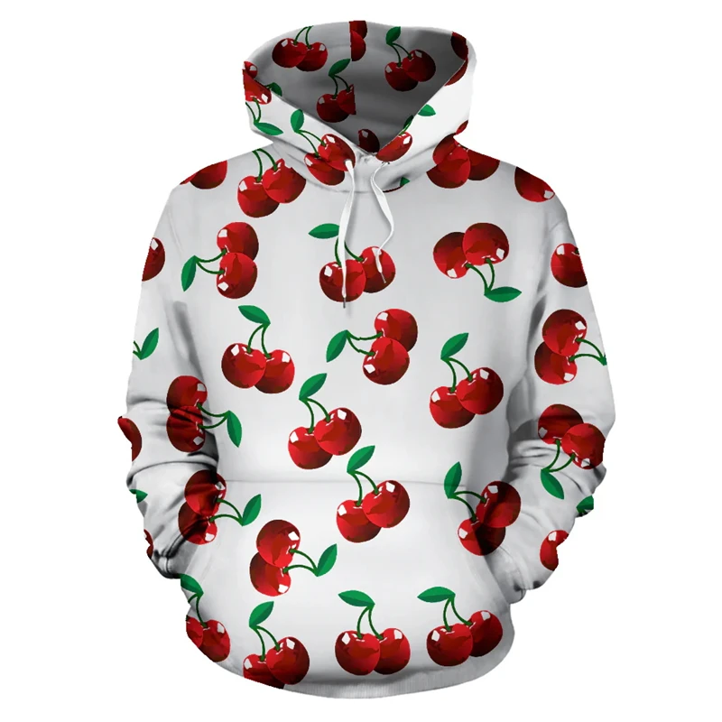 3d Print Fruit Graphic Hoodies Men Women Popular Trendy  Kawaii Cherry Banana Pattern Sweatshirts Fall Street Oversized Clothing