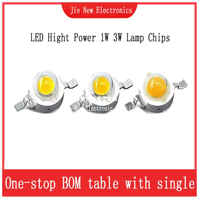 50PCS LED 1W 3W Bulbs High Power Lamp Beads Light Pure Chips 35mli 45mli 3V Pink White Red Blue Green Yellow for Blubs Downlight