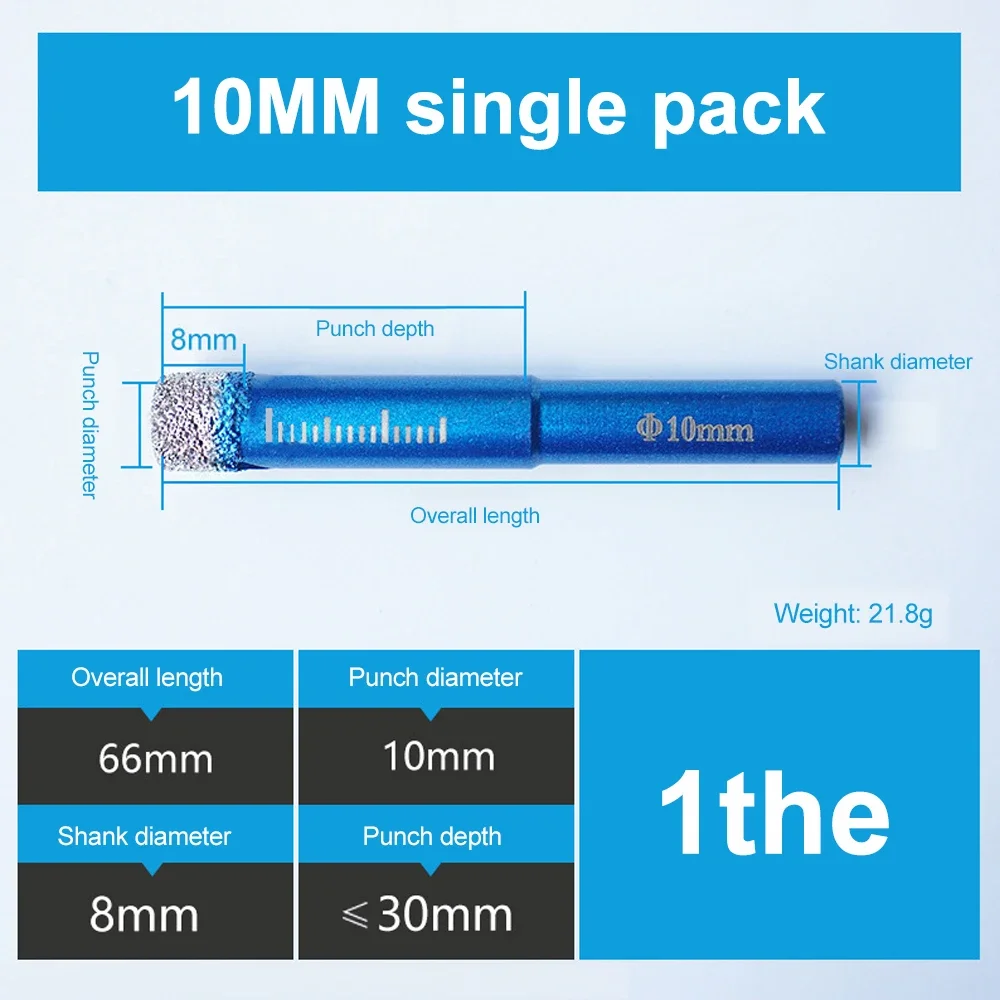 6-16mm Waterless Drill Bit Hard Brazed Ceramic Tile Dry Drill Bit Granite Marble Hole Opener 45° Inclined Drilling Round Handle