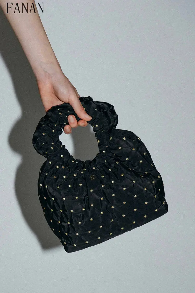 Japanese Style Girls Bags French Elegant Handbag Gold Thread Polka Dot Women's Handbags Embroidered Vintage Top-Handle Bags