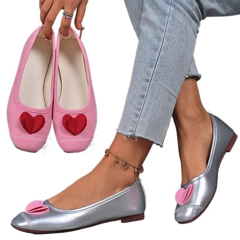 

French-Inspired Commuter Ballet Flats - Women's Pink Suede Slip-Ons with Soft Sole, Lightweight & Elegant Flat Shoes