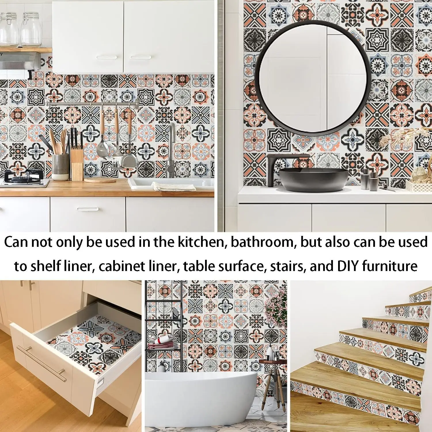 Self Adhesive Waterproof Tiles Floor Sticker Retro Pattern for Living Room Kitchen Bathroom Tables Floor Wall Decals PVC Sticker