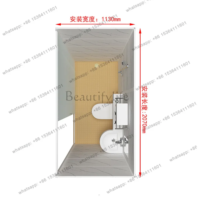 Square shower room, glass partition door, integral bathroom, integrated toilet, hotel integrated shower