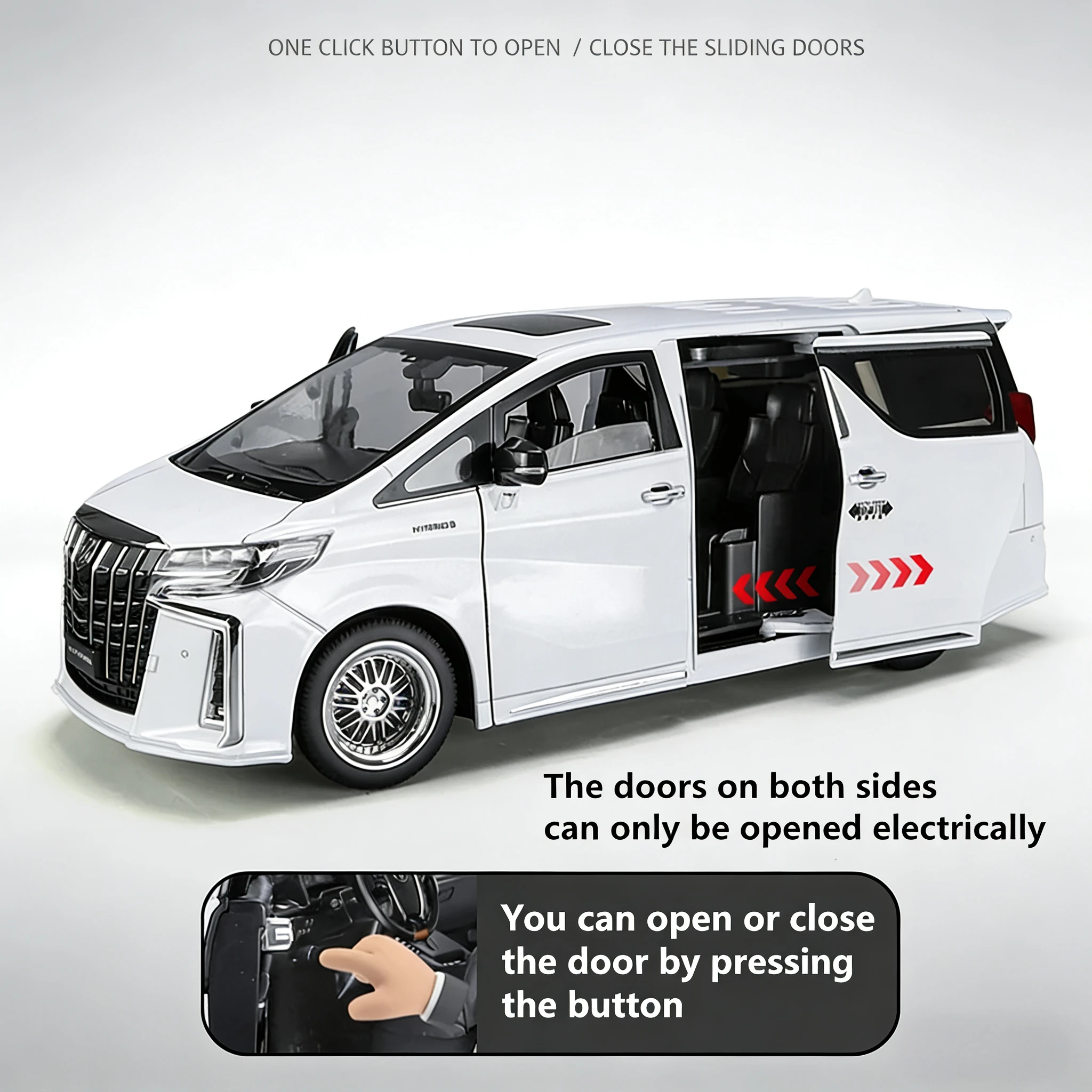 알파와 같은 합금 자동차에 적합한 새로운 1:18 다목적 밴 모델, 알루미늄 주조 장난감 자동차, 시뮬레이션된 소리와 빛