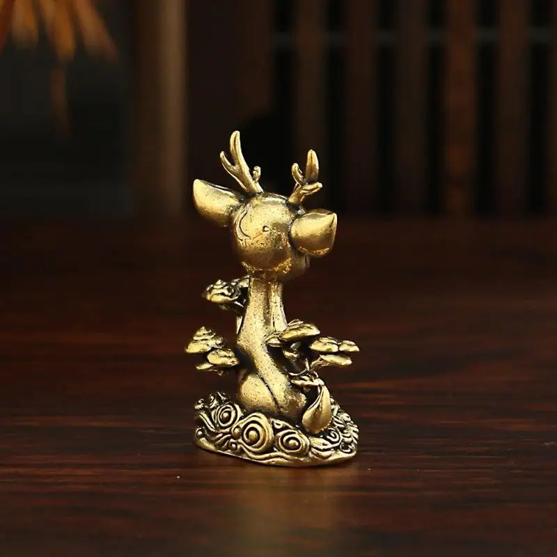Hirschfigur aus Messing, exquisites Mini-Teetier-Ornament, kreatives kleines Dekor für Büro, Schreibtisch, Zuhause, Geschenk. – Detail 11