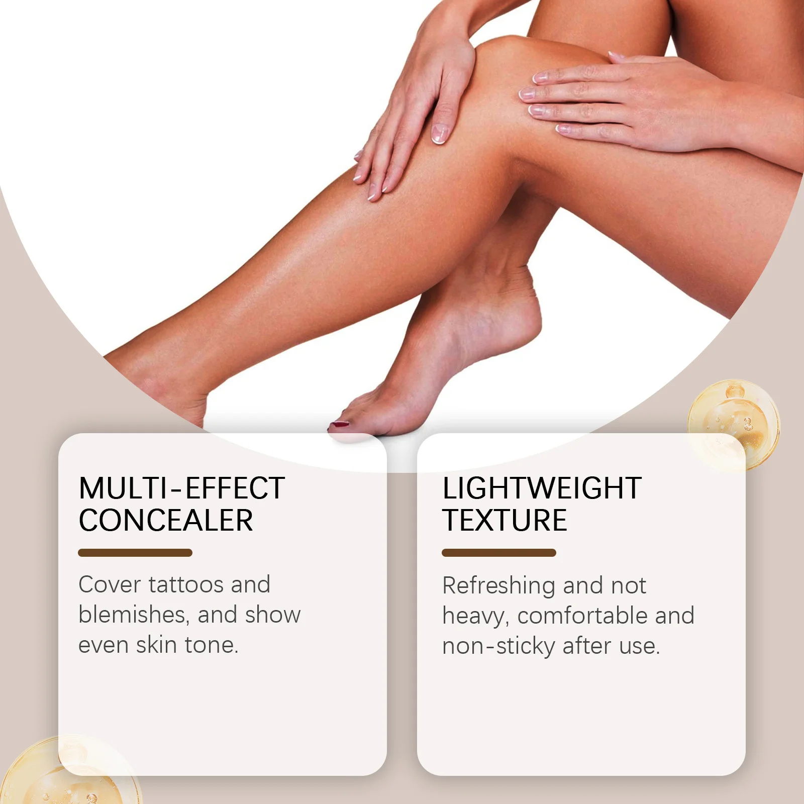 Crema de maquillaje para piernas, corrector de larga duración, resistente al agua, antitransferencia, incluso el tono de la piel, potenciador del brillo, loción de base marrón tostado de trigo