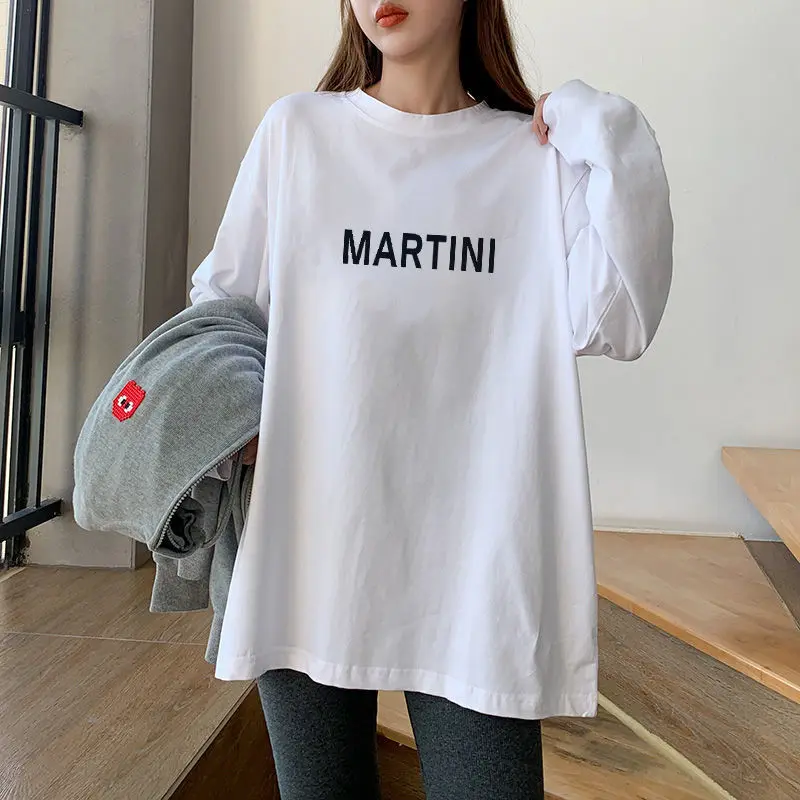 Fashion O-Neck Loose Printed Letter T-Shirt Female Clothing 2023 Spring Autumn New Oversized Casual Tops All-match Tee Shirt