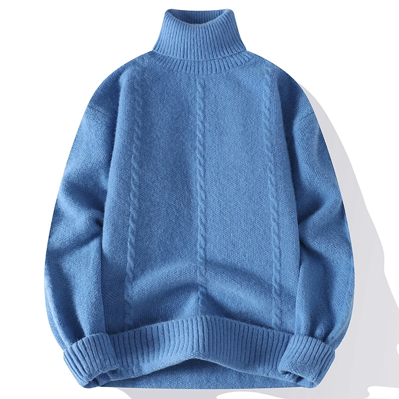 

2023 New Autumn Winter Top Grade Luxury Cashmere Pullover Men Thick Warm Mens Turtleneck Sweater Long Sleeve High Neck Sweaters