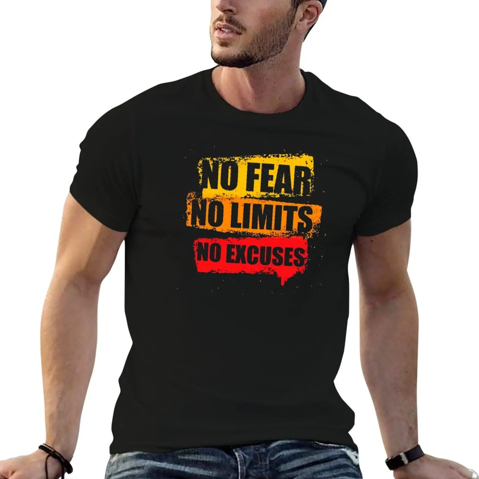 No fear No limits No excuses. T-Shirt Retro Graphic Print T-Shirt