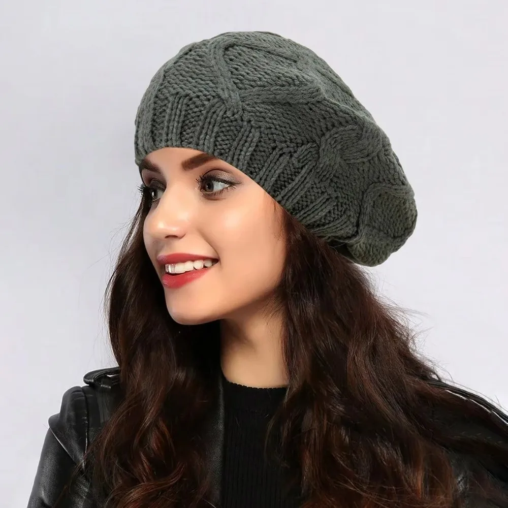 

Fashion Vintage French Beret Elegant Solid Color Artist Beret Stretchable Breathable Knit Beret Spring Autumn Ladies HeadWear
