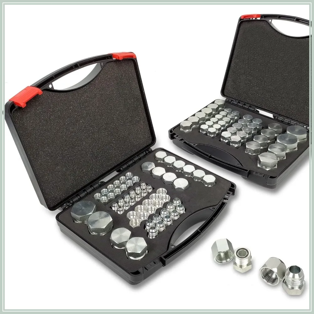 

160-Piece JIC & ORFS Hydraulic Cap and Plug Kit, Sizes 4-16, 37° Flare, Steel
