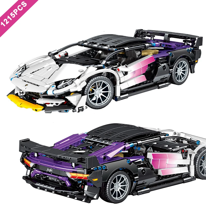 New 6 Types Technical 1:14 Colorful Lanborghnised SVJ Sport Car Building Blocks Speed Vehicle Construction Bricks Set Toys Gifts