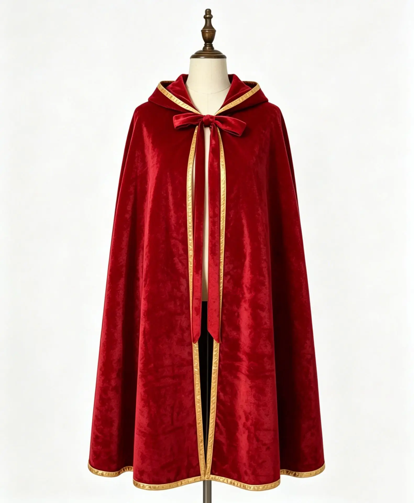 Vintage Kapuzenumhang aus Samt mit Goldrand, Renaissance-Hexenkostüm, mehrfarbig, Halloween, Feiertagsparty, Maskerade, Cosplay-Robe – Detail 4