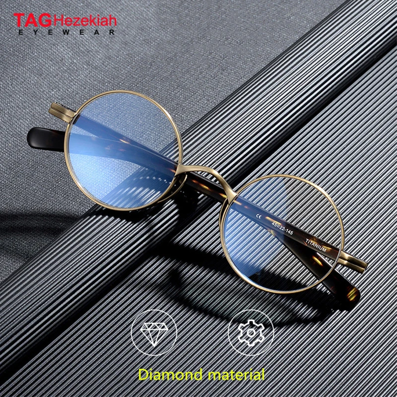 

Titanium Glasses Frames Men KMN101 round Eyeglass Retro Women Eyeglasses Frames Eyewear Business Design Acetate Spectacles Frame