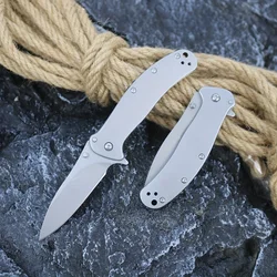 KS Zing 1730SS Pocket Tactical EDC Folding Knife 410 Stainless Steel Handle Manual Opening with Pocketclip Camping Hunting Tool