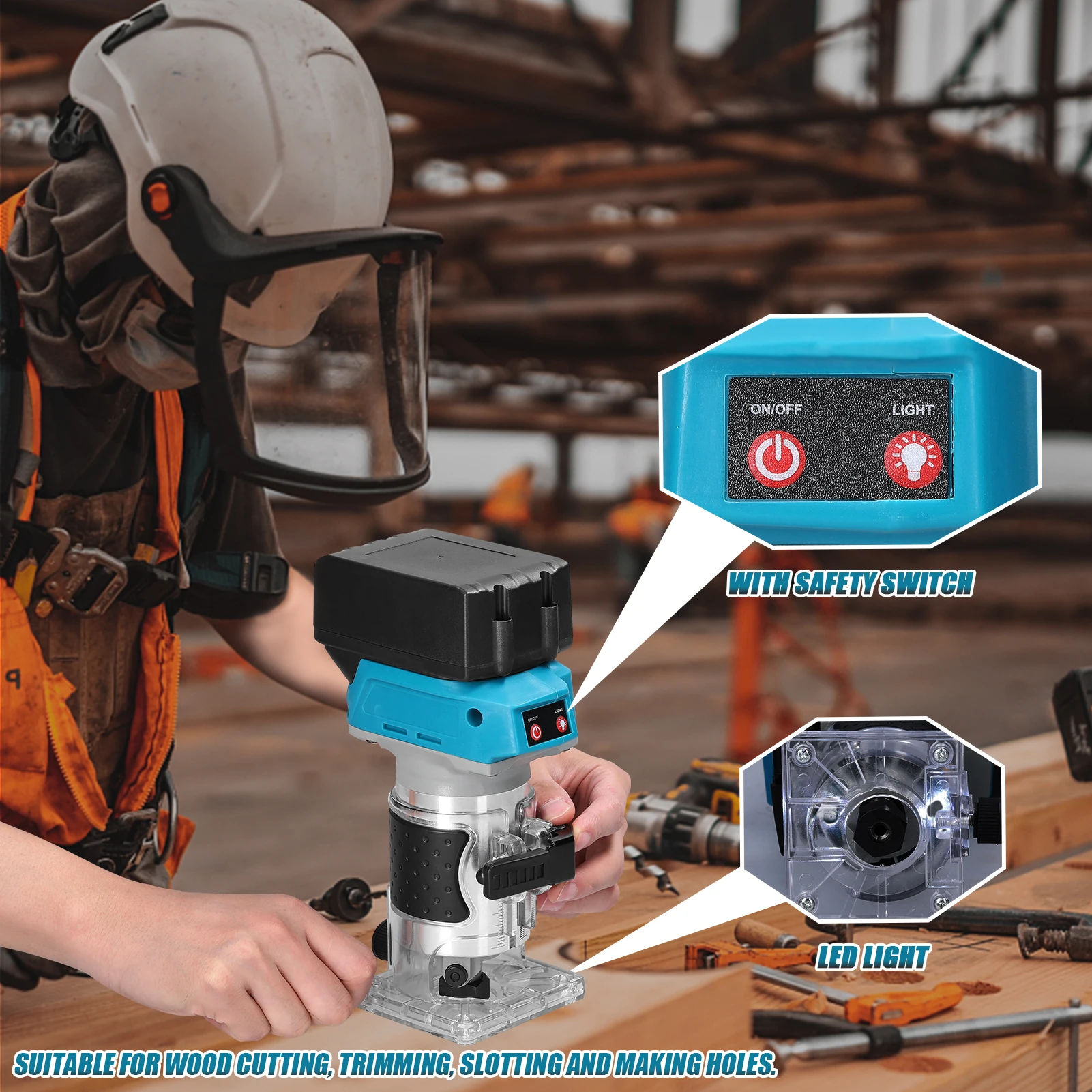 18000rpm Electric Trimming Milling Engraving Slotting Machine Speed Adjustable Brushless Wood Router Multifunctional Woodworking