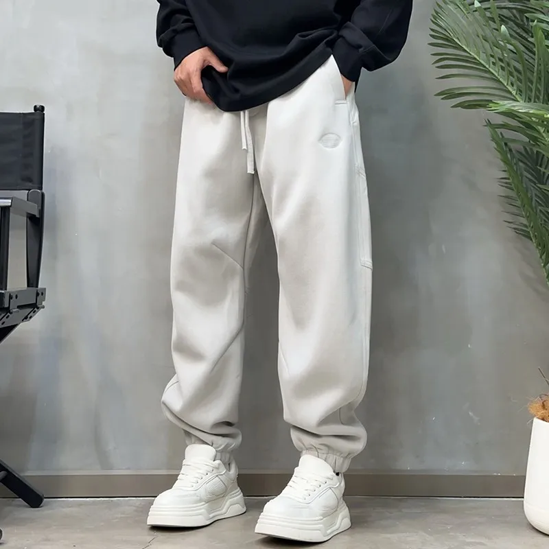 

Повседневные мужские брюки свободного кроя на флисовой подкладке, осенне-зимние, дизайнерские, с пэчворком, с манжетами, длинные спортивные штаны Harlan Sle