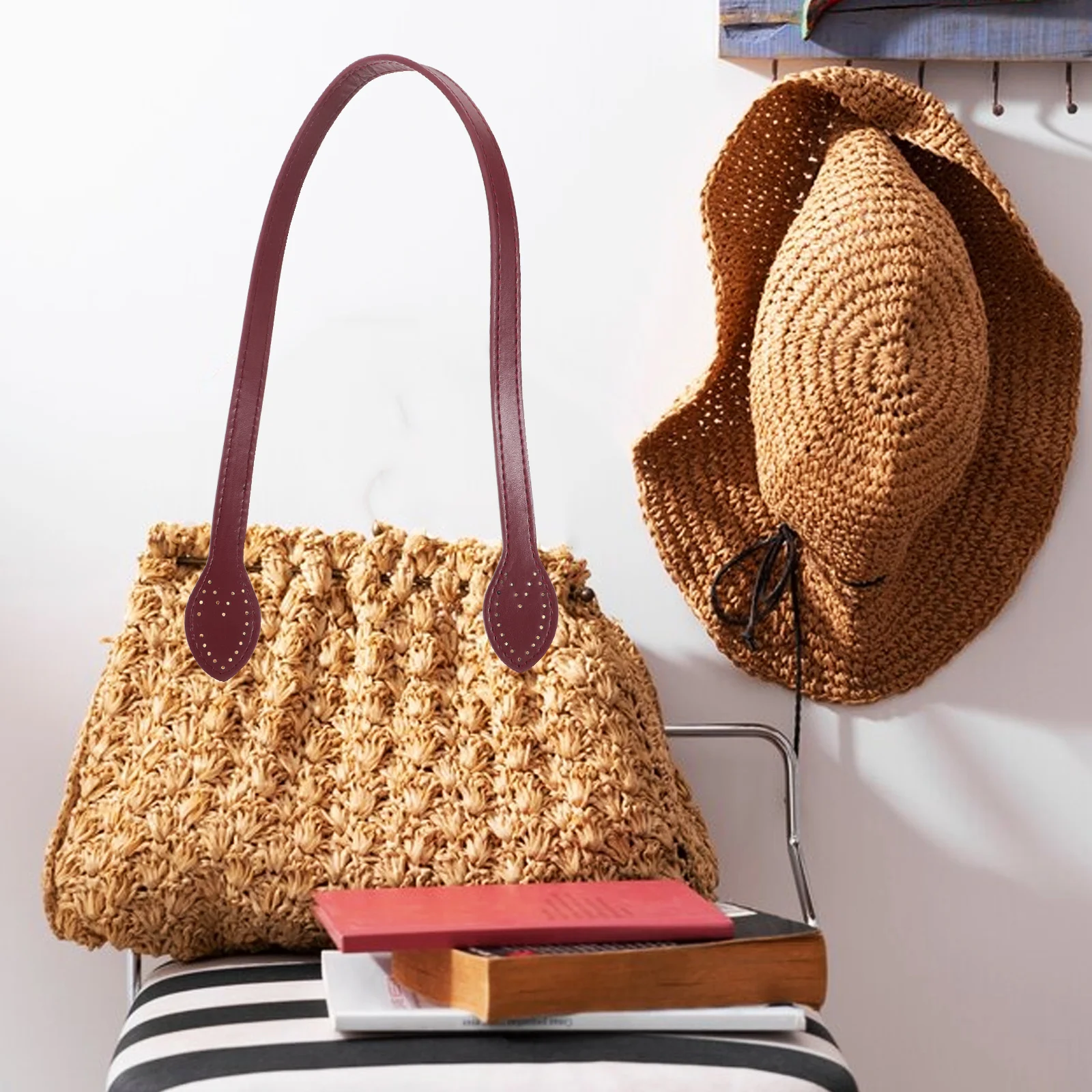 

2Pcs Bag Handle Replacement PU Durable Handles Ergonomic Grip for Tote Handbag Purse DIY Bag Repair Accessories