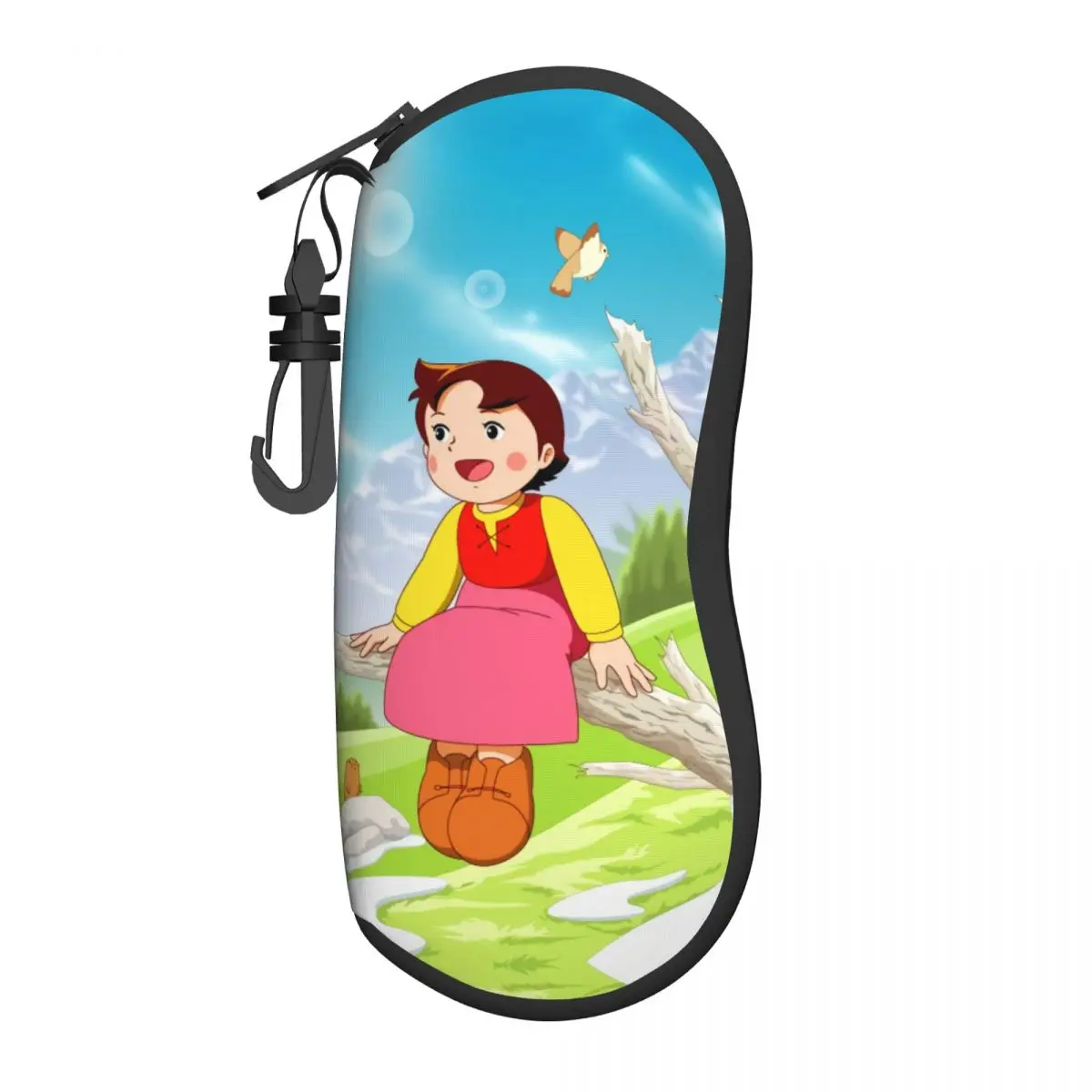 Custom Heidi On The Tree Sunglasses Soft Case Neoprene Zipper Cartoon Alps Mountain Girl Shell Eyeglass Case Box For Glasses